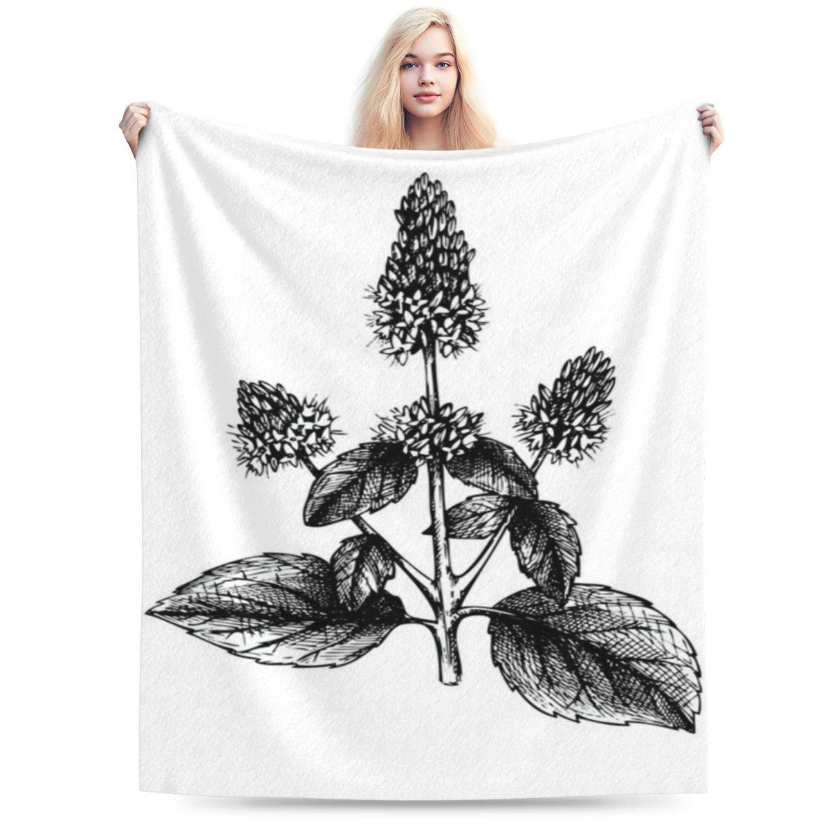 Vintage Botanical Flower Illustration Monochrome Nature Art Personalized Soft Gift An UltraSoft Micro Fleece Blanket 75x100cm 30x40in