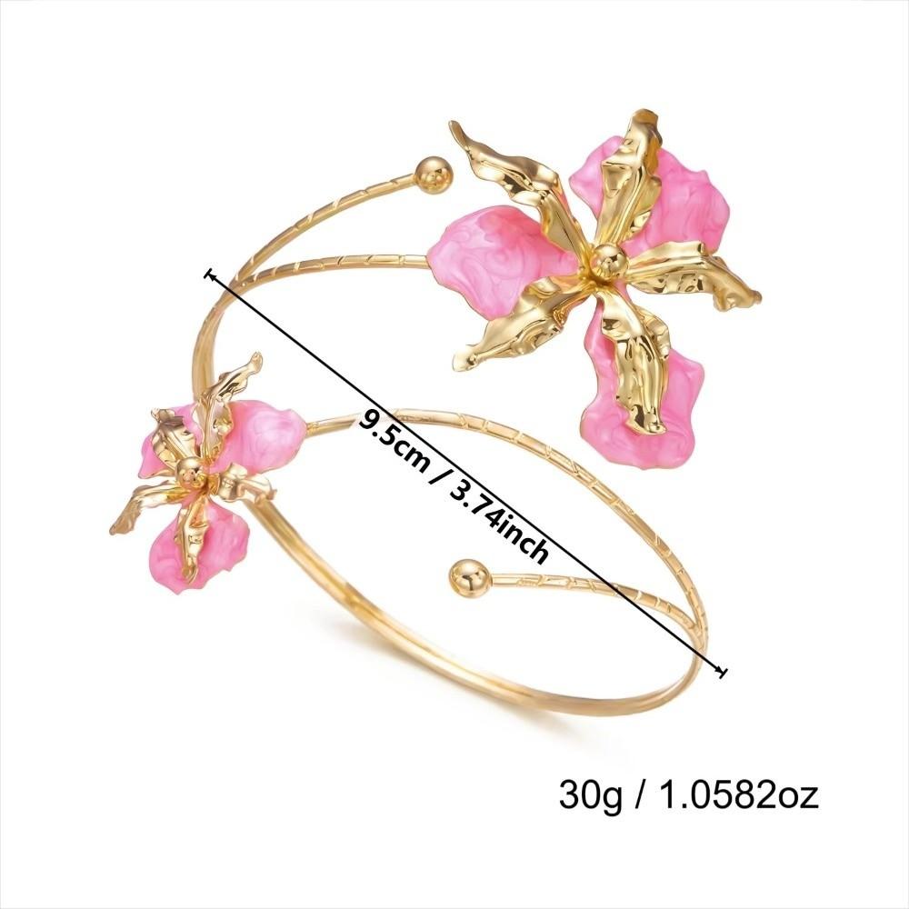 Boho Style Open Cuff Armlet Flower Craft Flower Arm Bracelet New Enamel Glaze Bracelet Women