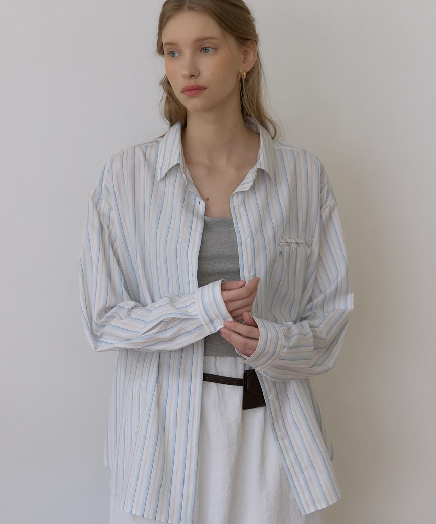 OURHOPE Sienna Striped Shirt - Sky Blue