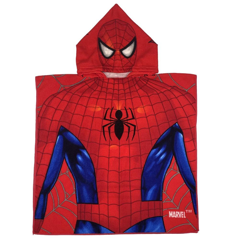 Ultra-Fine Fiber Cartoon Print Kids' Hooded Bath Towel Poncho