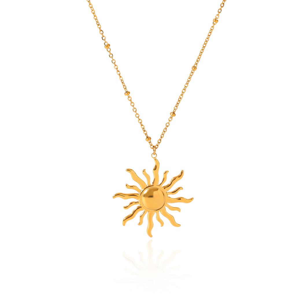 Stainless steel irregular sun pendant necklace, niche design, premium feel, clavicle chain, titanium steel neck chain