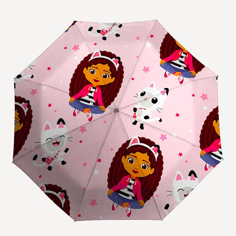 Girl,Cat Automatic Folding Umbrella 8 Ribs Lightweight Design, Durable Iron Frame, Compact and Portable, Ideal Birthday or Christmas Gift,