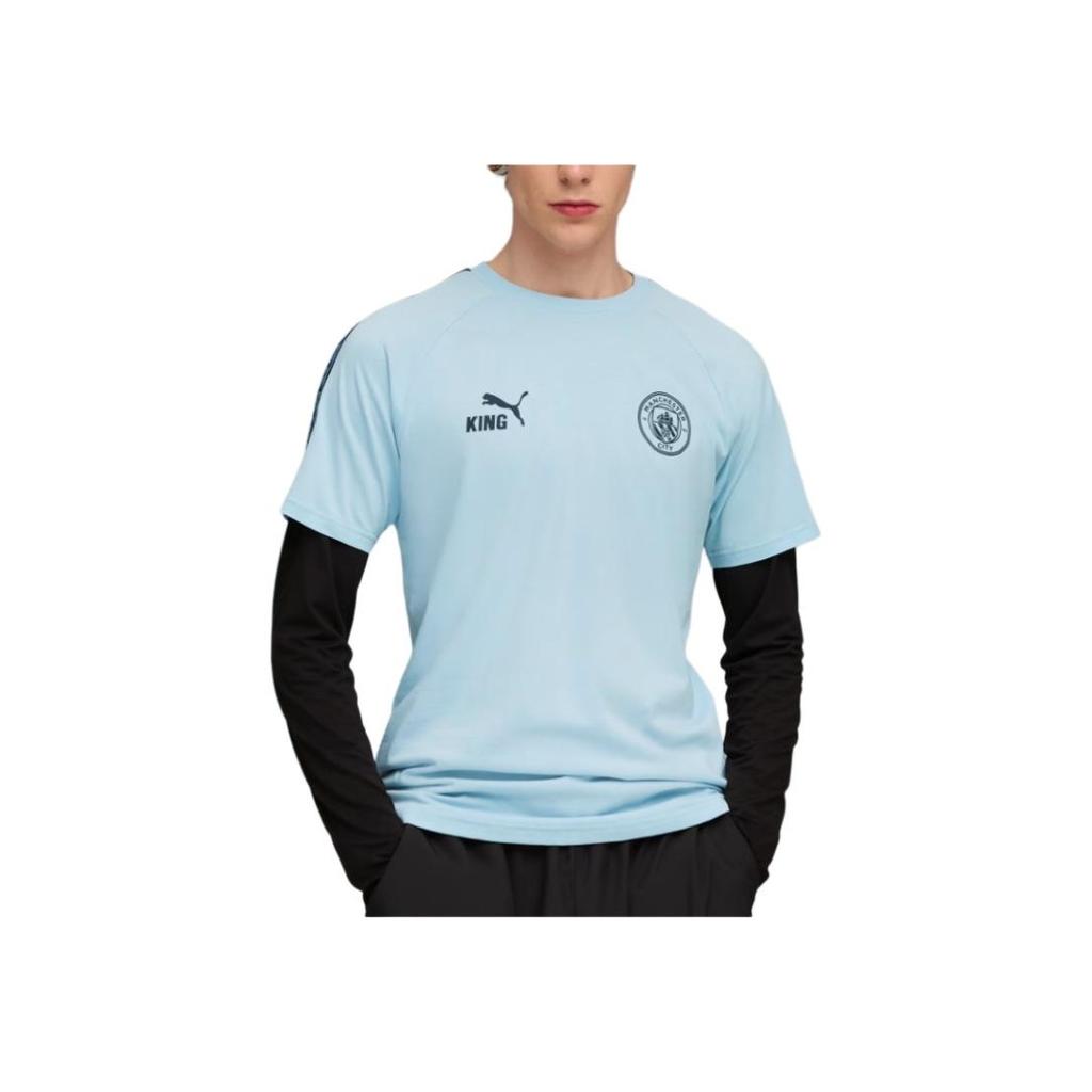 Puma Manchester City SS25 King Series Breathable Comfortable Sports Football Short Sleeve T-Shirt Men Tops Silver Sky 782697-10