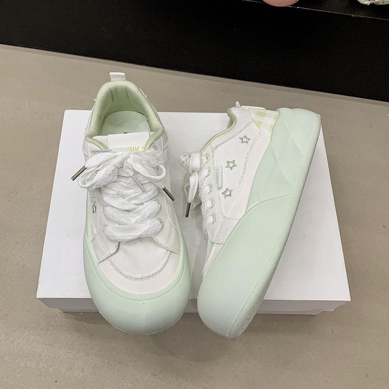 Fashion Women Vulcanized Shoes 2025 Autumn New Fashion Lace Up Platform Casual Shoes Comfortable Height Increase Outdoor Non Slip Flats