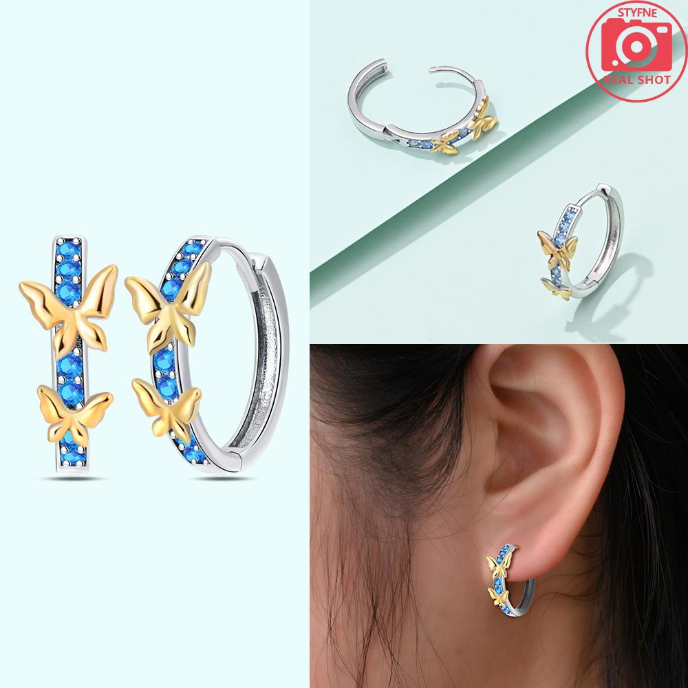 925 Silver Earrings Blue Zircon Stars Butterfly Love Heart Jewelry Women Earrings Luxury Accessories Graduation Gift