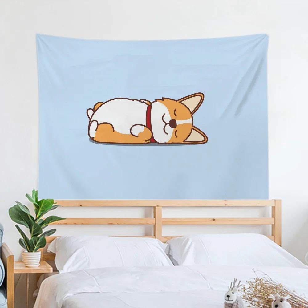 

Милый гобелен с изображением собаки, украшение для офиса, гостиной, настенный гобелен для дома 100x75cm