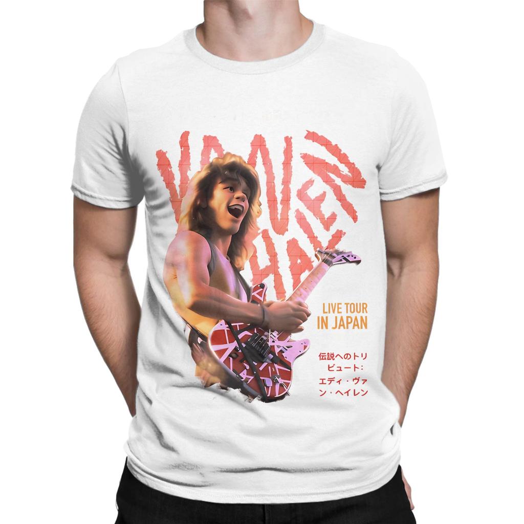 Eddie Van Halen Live Tour In Japan Striped Funny 100 Cotton Tshirt Van Halen Tops Tees For Unisex