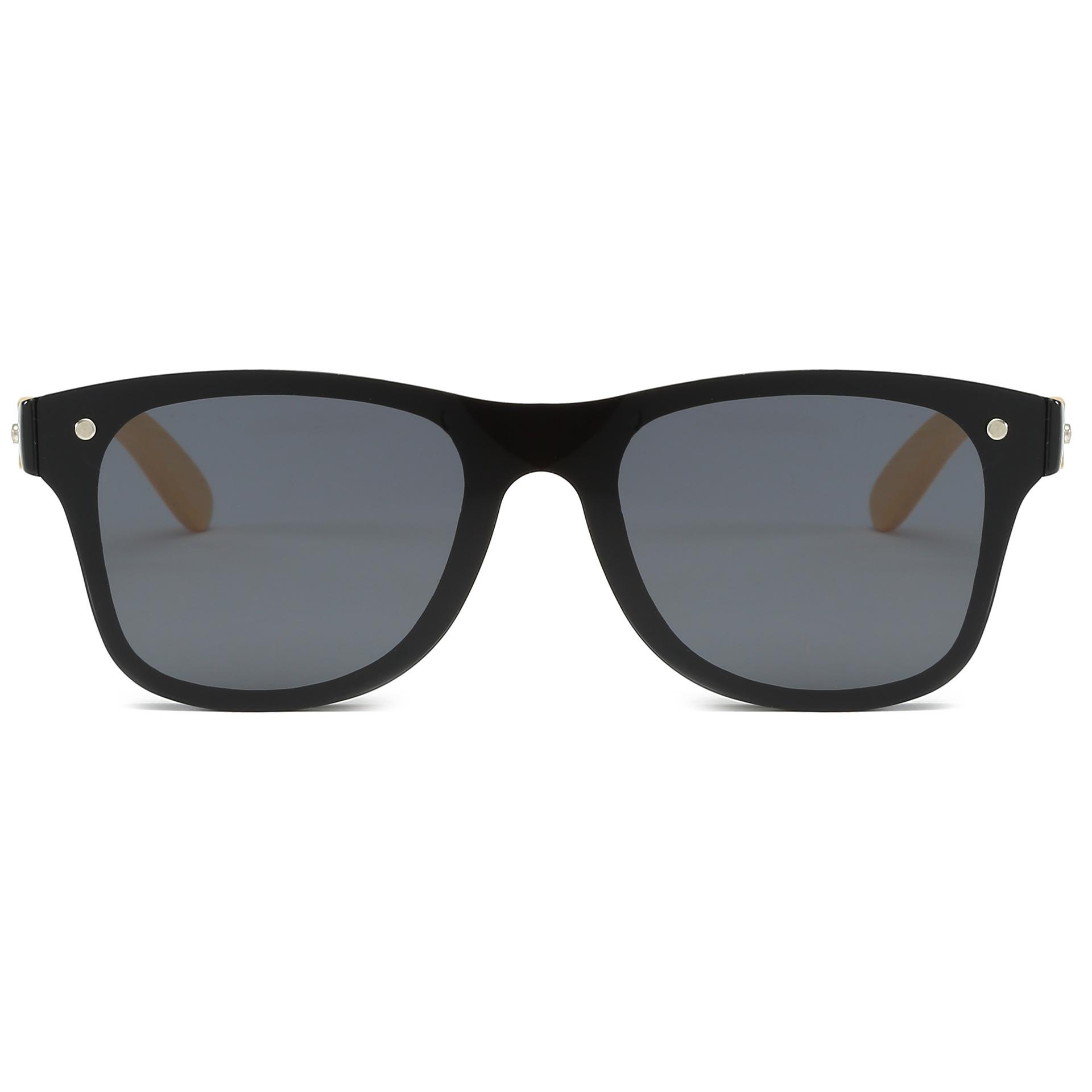 Hot Selling Europe Style Bamboo Temple Sunglasses Trendy Wooden Sunglasses for Women Men in Stock 686 Wooden&black