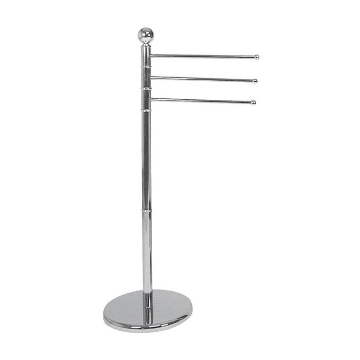 WENKO Porte Serviette Sur Pied, Porte Serviette Salle De Bain, 3 Portants, Exclusif, Acier, 48,5x90x28,5 Cm, Chromé