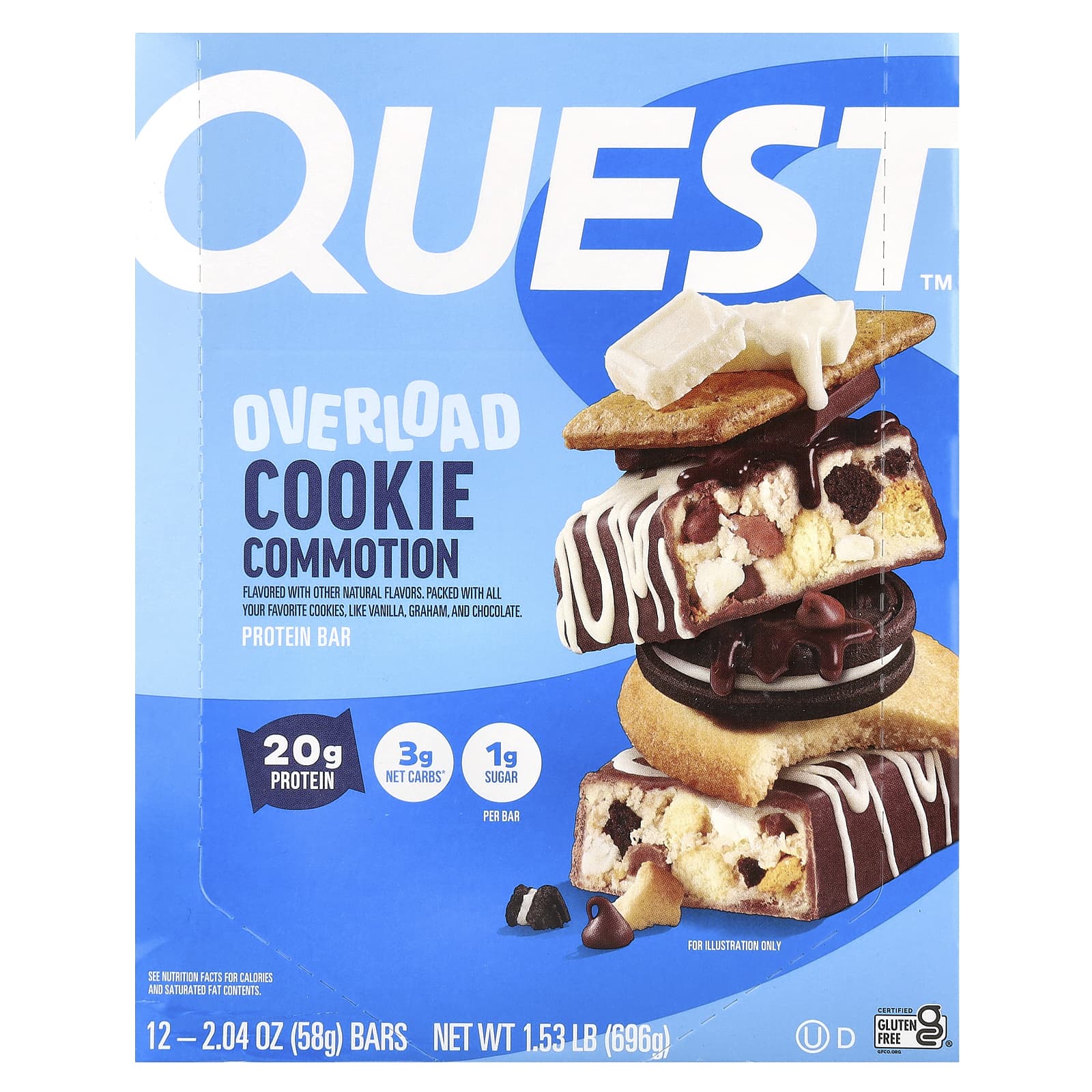

Overload Protein Bar, Cookie Commencement, 12 Bars, 58G (2.04Oz) Each