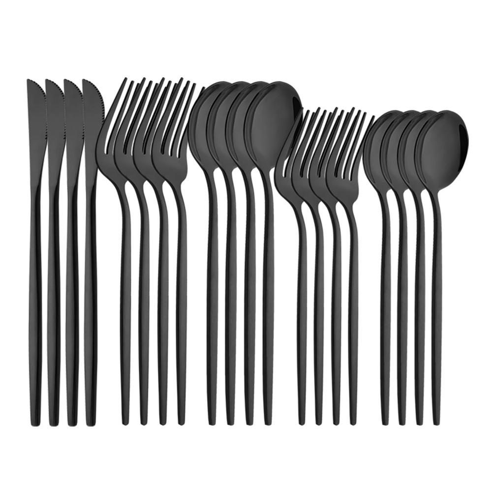 20Pcs Gold Dinnerware Set Stainless Steel Cutlery Set Mirror Silverware Knife Dessert Fork Spoon Tableware Flatware Set
