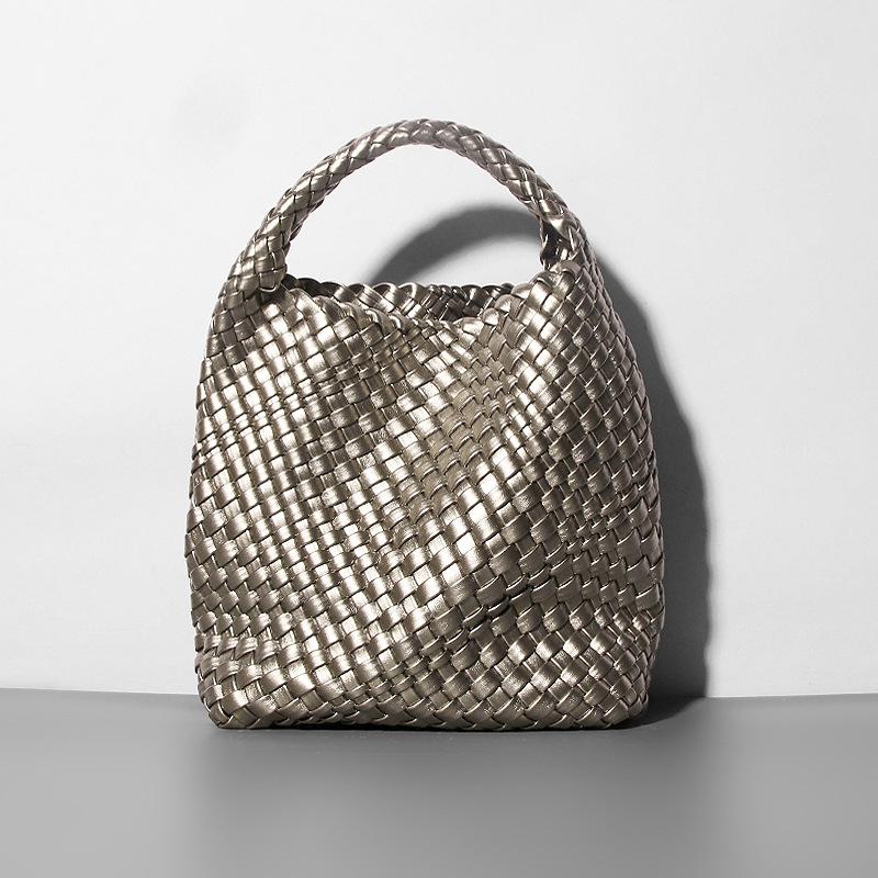 2024 Spring/Summer Women's Hand-Woven Soft Leather Bucket Bag - High-End Single Shoulder Handbag & Underarm Bag