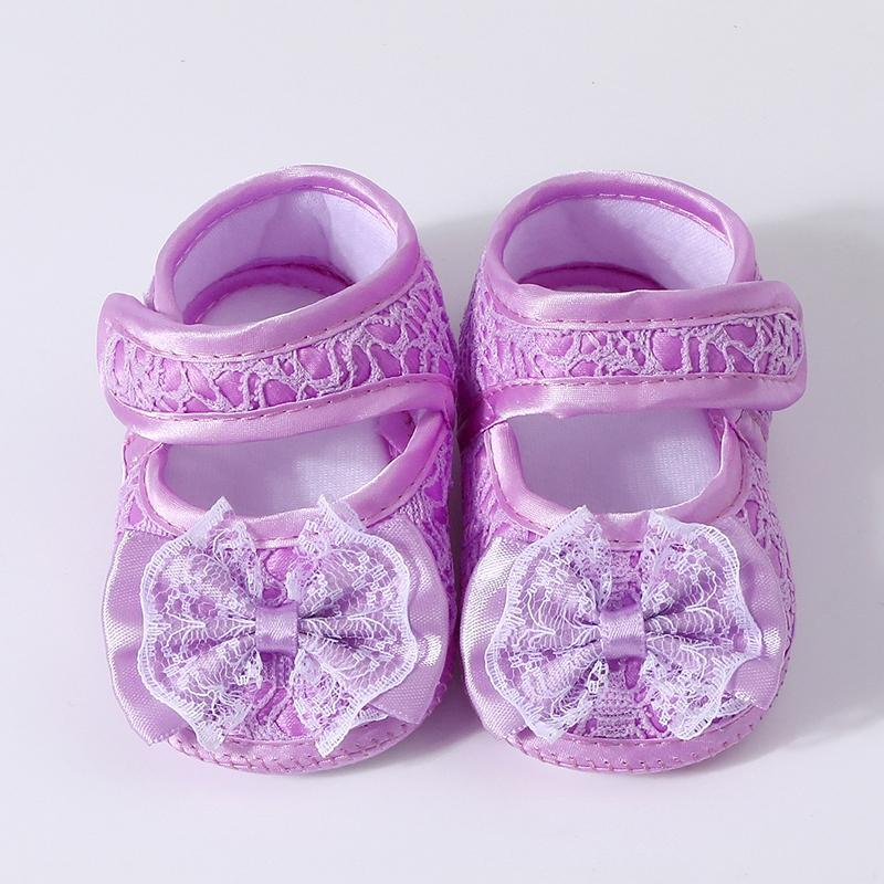 Spedbarn Baby Flate Sklisikre Sko Pustende Sløyfesko