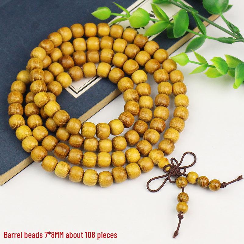 Zhemu 2.0 Gelbes Sandelholz Buddhistisches Perlenarmband (108 Perlen) für Männer und Frauen