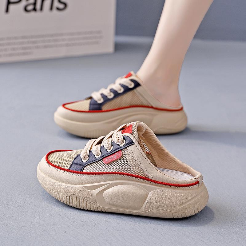 Popular Lightweight Thick Soled Breathable Half Slippers, Suitable for Casual Wear In , One Foot Cool Slippers for Women