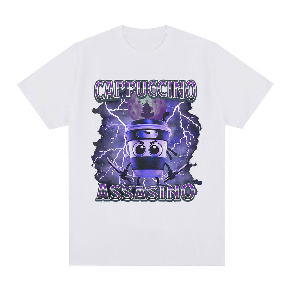 Cappuccino Assasino Italienischer Hirnzerfall Lustiges Meme T-Shirt Herren Damen Mode Vintage T-Shirts Männlich Lässig Humor Übergroßes T-Shirt