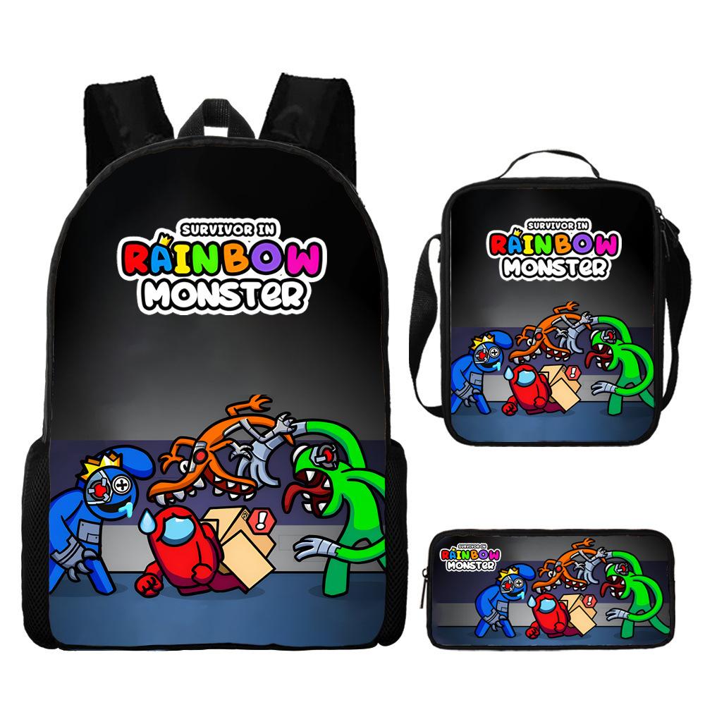 Rainbow Friends Zaino Scolastico Rainbow Friends Zaino Cartone Animato Borsa a Tracolla Astuccio Set da Tre Pezzi