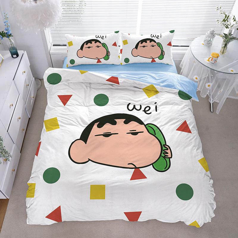 Cartoon Shin-Chan Duvet Cover Luxury Crayon Shin-Chan Bedding Set Pillowcase 2/3/Pcs Adult Children Gift Single Double