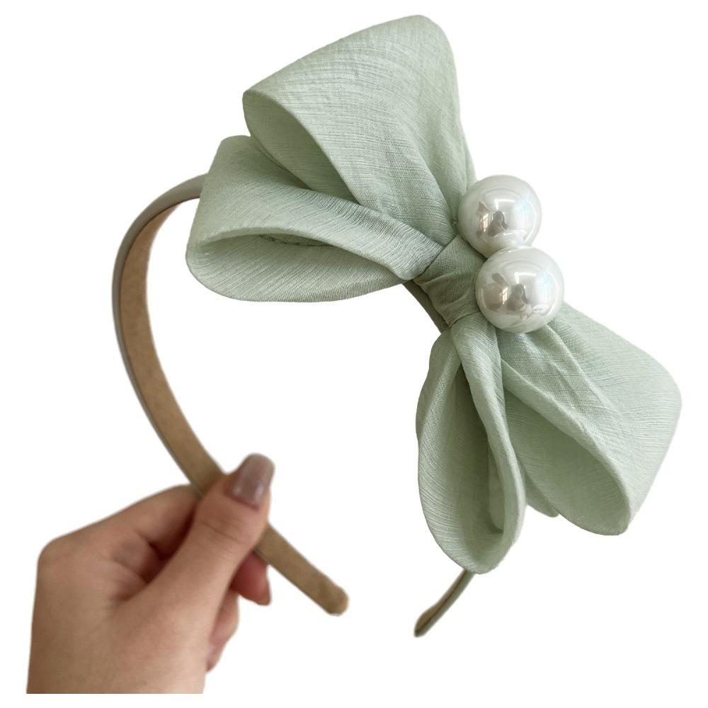 

Soft Fabric Bow-Knot Headband Large Pearl Kawaii Hair Hoop Perfect Gift For Women зелёный