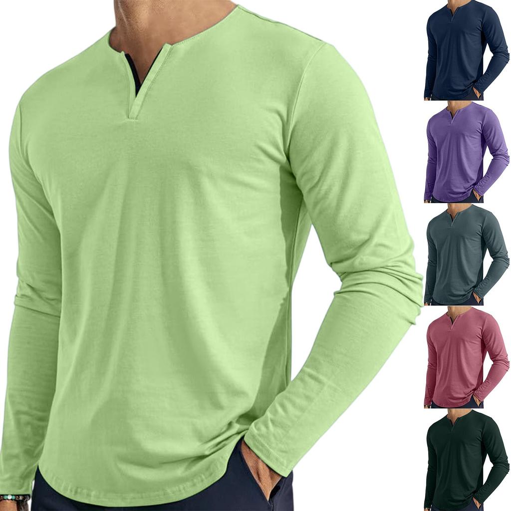 Men's V-neck Long-sleeved Top Is Casual