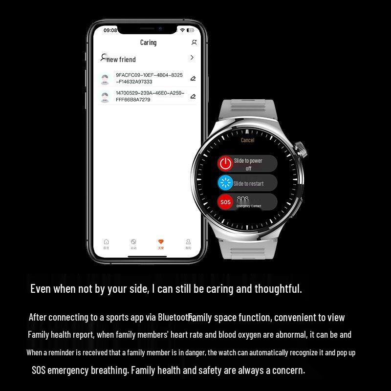 Desstoo Black Round Smartwatch 4 with Heart Rate, NFC, and Multifunctional Sports Features