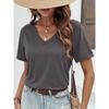 Soft V Neck Short Sleeve T-Shirt, Breathable Stretchy Basic Tee for Women, Casual Summer Wardrobe Essential Blouse