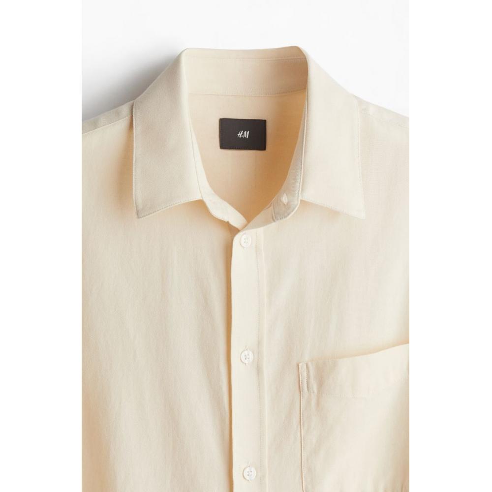 H M Lyocell Blend sHirt Regular Fit ligHt Beige