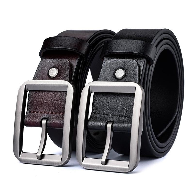 Leather Belt, Men'S Cowhide Needle Buckle Belt, Casual Retro Physical Supermarket Belt.