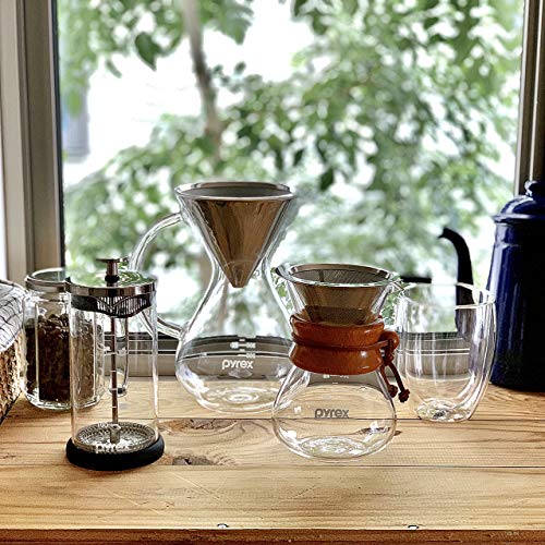 PYREX Coffee Server, 600ml, with Stainless Steel Filter, CP-8537, Clear