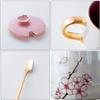 Cherry Blossom Ceramic Mugs With Lid Gold Spoon Porcelain Coffee Milk Cups Breakfast Drinkware for Women Lovers Friends G