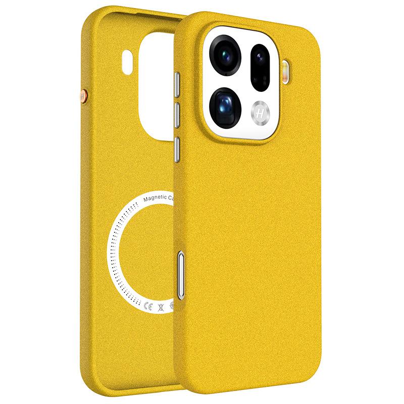 

Magnetic Suction Mobile Phone Case for OPPO Find X9 Pro & X9 Solid Color Quartz Rock Matte Anti-fingerprint Cover Hard Shell OPPO Find X9 жовтий