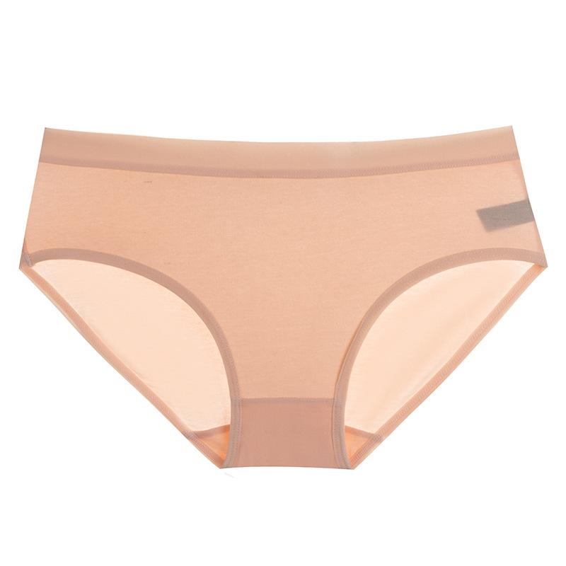 Women's Underwear Seamless One Piece Pure Cotton Crotch Medium Low Waist Solid Color Large Thin  Breathable Cotton Briefs Summer