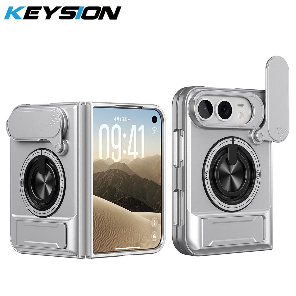 KEYSION Magnetic Phone Case for iPhone Duo Slide Camera Protection Upright Kickstand 360° Ring Shockproof Cover for iPhone Duo