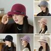 Basin Hat British Style Woolen Casual Hat with Rolled Brim Faux Leather Strap Women Autumn Winter Urban Hat