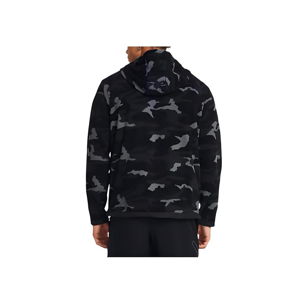 Under Armour Microfleece Printed Hoodie Camouflage Print Zip Pocket Long Sleeve Sweatshirt Men hoodies Black 1378982-001
