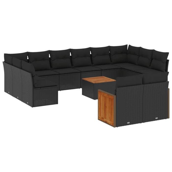 VidaXL Garden Lounge Set with Cushions 13 Pcs, Patio Sofas, Patio Furniture Set, Outdoor Furniture, Black 3228127