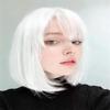 Europejska i Amerykańska Moda Damska Elegancka Prosta Peruka Bob, Krótka Prosta Peruka w Stylu Uczennicy, Włosy z Włókna Odpornego na Wysoką Temperaturę