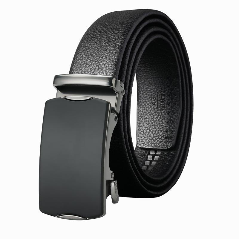 Men's Belt Genuine Leather Automatic Buckle Business Cowhide Belt Male Middle Aged and Young Versatile Simple Casual Trouser Belt for Men