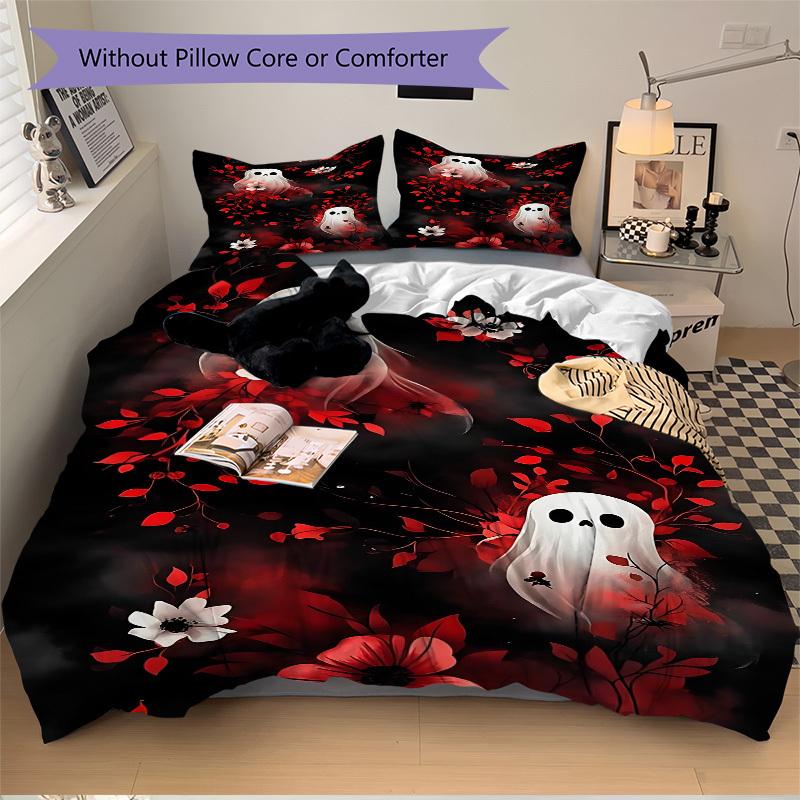 3pc Ghost Floral Cover Set - 1 Quilt Cover + 2 Pillowcases, All Seasons Bedroom Setting, Perfect for Home025