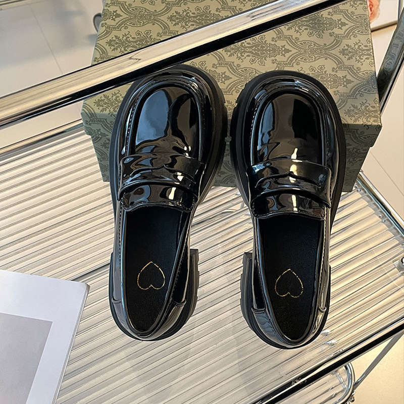 Retro British style big head platform small leather shoes  summer new Japanese jk with skirt uniform single shoes