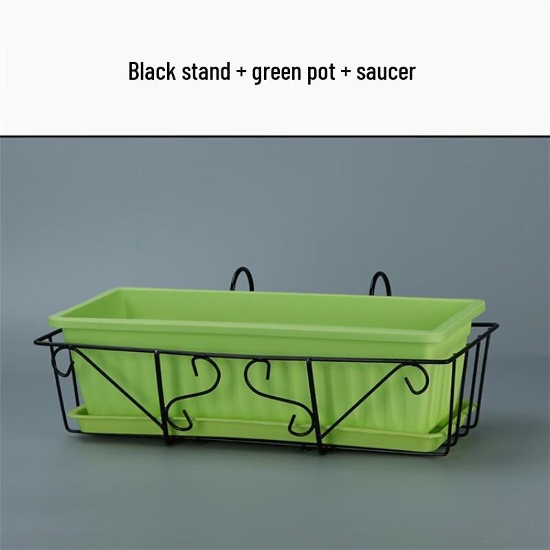 KEYSHEEL Extra Large Rectangular Plastic Hanging Planter with Iron Rack