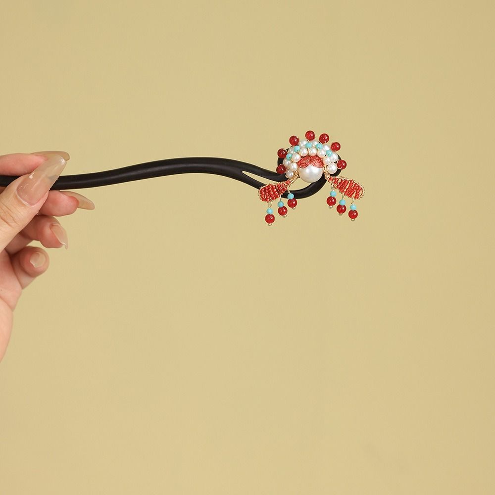 Tassel New Chinese Style Hair Clip Red Hanfu Hairpin Beijing Opera Hair Accessories  Bridal