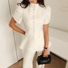 2025 Summer Women's Niche Puff Sleeve Buttoned Waist-Cinching Suit Top
