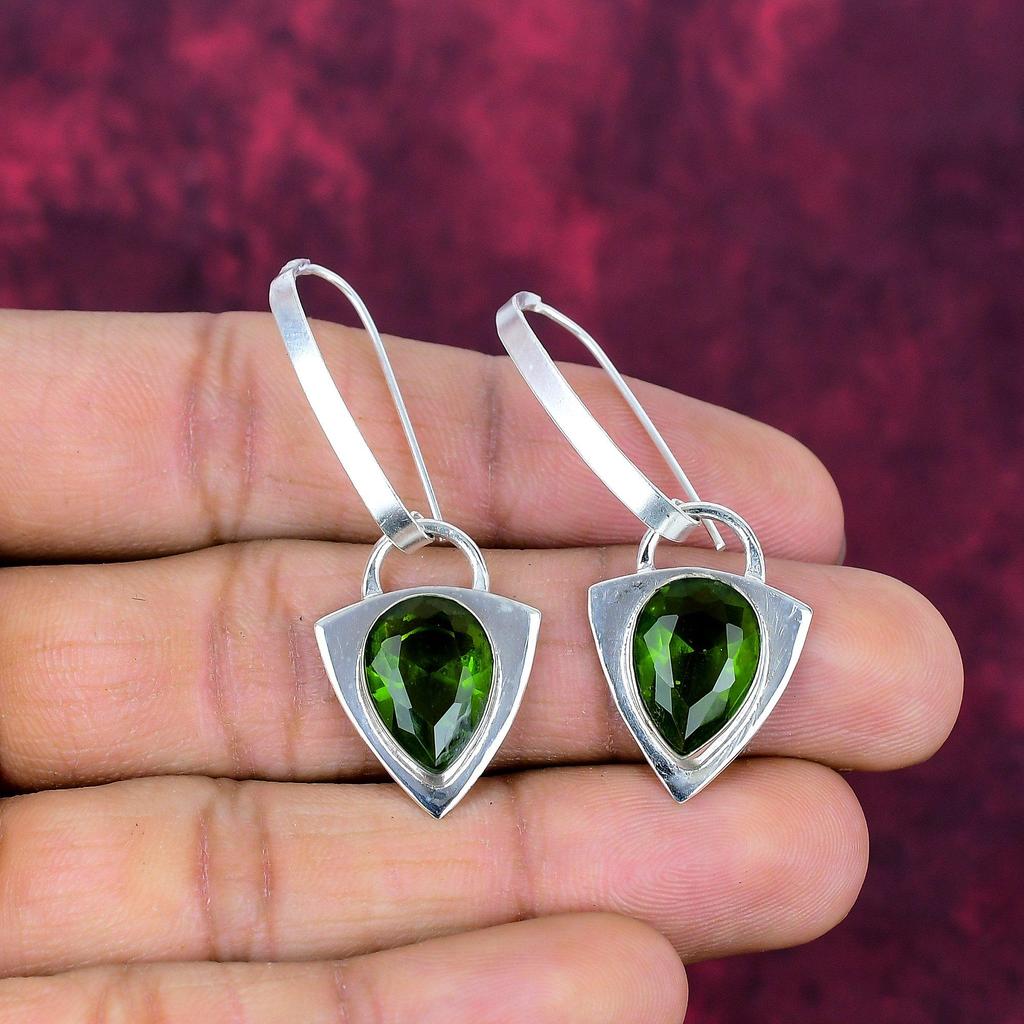 Peridot Earrings Gemstone Jewelry, 925 Solid Sterling Silver Earrings, Handmade Jewelry Birthstone Earrings, Gift For Him