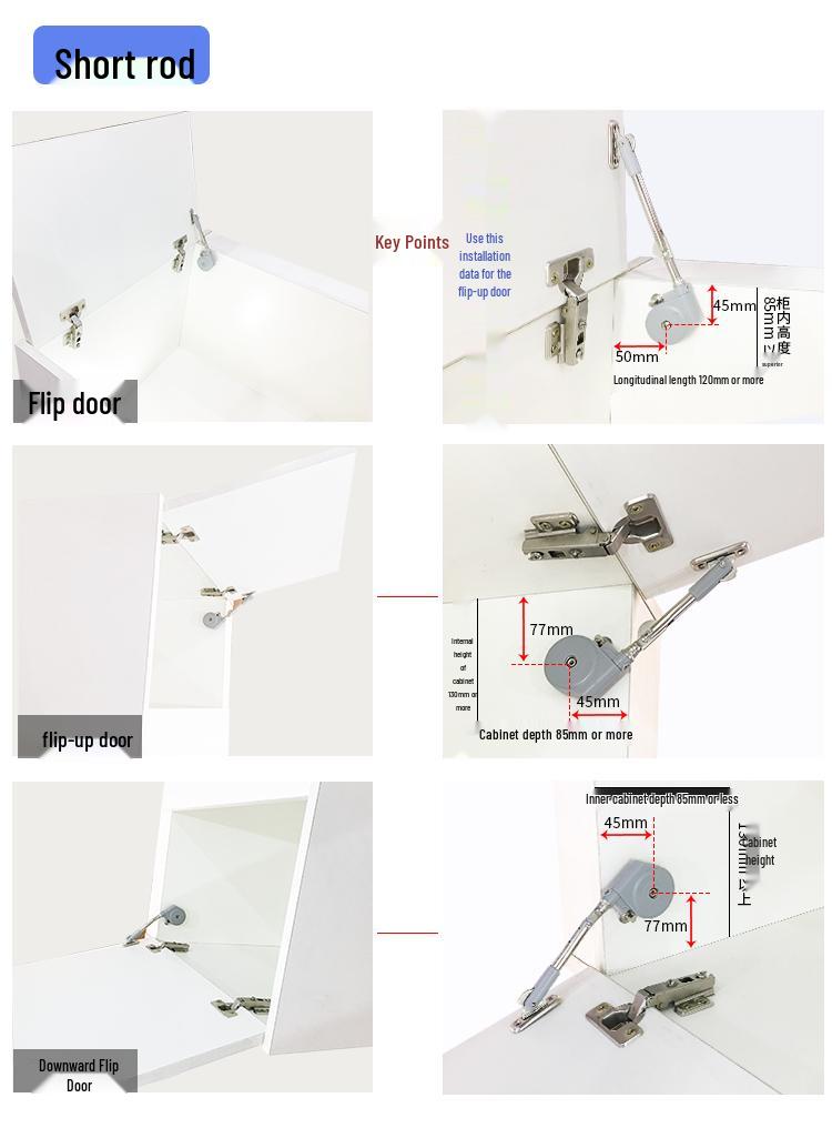 Tatami Dressing Table Hydraulic Gas Spring with Telescopic Flip-up/Flip-down Doors and Damping Buffer.