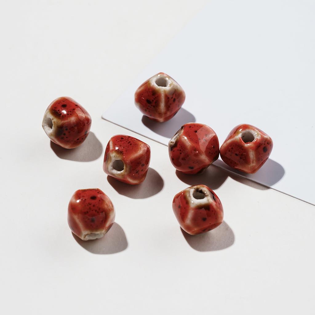 10pcs/Lots Irregular Ceramic Beads Colored Spacer Loose Beads for DIY Necklace Bracelet Keychain Jewelry Making Findings