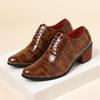 2026New  Men Dress Shoes Leather Pointed Toe Men’s High Heeled Shoe Big Size 47 Gentleman Oxford Shoes For Men Zapatos Hombre