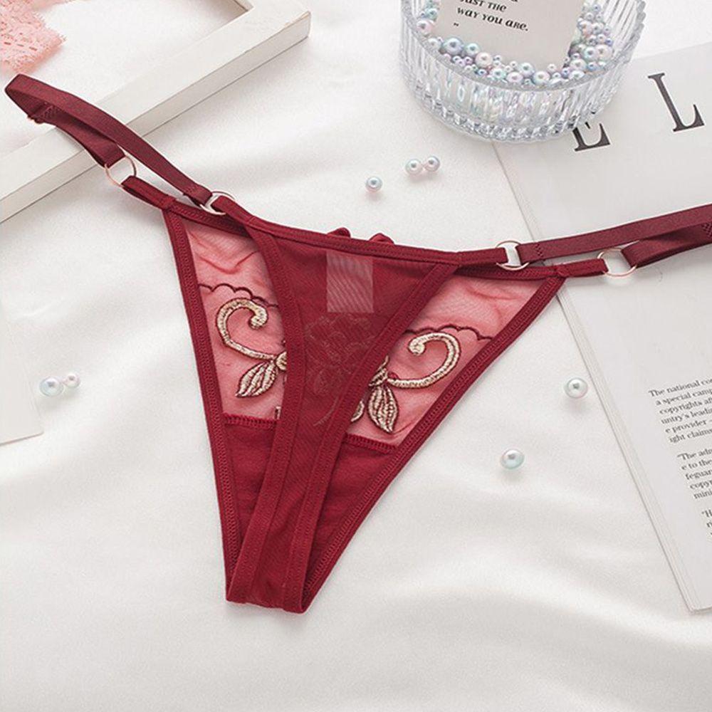 waist Flower Embroidery Girls Lace Bow Panties Seamless  Briefs Women  T-back Ladies Bandage Thongs