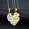 Heart-shaped Peach Heart Good Sisters Besties Puzzle Separated 2-piece Pendant Necklace