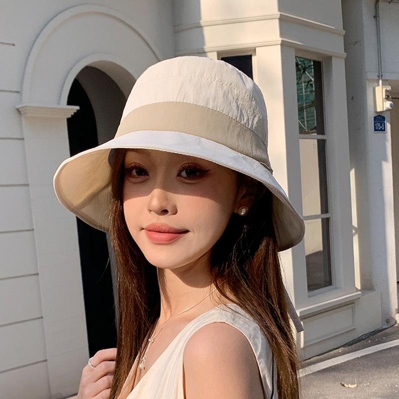 Summer Simple Color Matching Hat Women's Outdoor Mountaineering Sun Protection Sun Hat Casual Versatile Face Small Bucket Hat